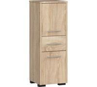 Armoire de salle de bain indépendante : un tiroir, deux portes, trois étagères, couleur : chêne Sonoma, dimensions du meuble : L : 30 cm, H : 85 cm, P : 30 cm