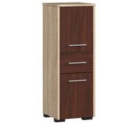Armoire de salle de bain indépendante : un tiroir, deux portes, trois étagères, Couleur : Chêne Sonoma | Wengé, Dimensions du meuble : L : 30 cm, H : 85 cm, P : 30 cm