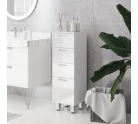 Armoire de salle de bain kleankin, meuble de salle de bain, 4 tiroirs, panneau de particules, lisse, Blanc
