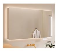 Armoire de salle de bain lumineuse avec miroir et horloge anti-buée - Design élégant - Pour salles de bains modernes - Solution de rangement peu encombrante - Design élégant avec lumières