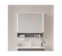 Armoire de salle de bain lumineuse avec miroir et rangement mural ou encastré finition bois gris 110 cm l x 70 cm H parfaite pour au-dessus des toilettes élégante et fonctionnelle