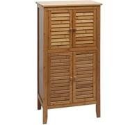 Armoire de salle de bain HWC-B18, étagère commode, 4 portes bambou 100x50x30cm