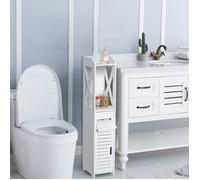 Armoire de salle de bain MENGDA - Colonne étagère - Bois massif - Blanc - 20*20*80cm