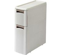 Armoire de salle de bain Meuble de rangement compact blanc pour salle de bain avec 5 tiroirs, chariot de rangement à roulettes fin de 17,8 cm, petit organiseur en plastique pour des solutions efficac