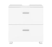 Armoire de Salle de Bain, Meuble sous Vasque avec Pieds Hauts, 2 Tiroirs Spacieux, pour Lavabo, Blanc