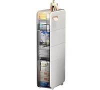 Armoire de salle de bain mince avec tiroirs transparents - Étanche - Tour de rangement étroite pour petits espaces - Support de papier toilette autonome (4 niveaux A)