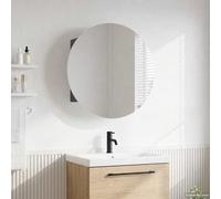 Armoire de Salle de Bain Miroir Rond et LED Blanc 40x40x17,5 cm Lavabo vidaXL