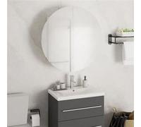 vidaXL Armoire de salle de bain Miroir rond LED, rangement blanc 47x47x17,5 cm