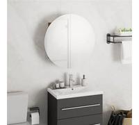vidaXL Armoire de salle de bain – miroir rond LED – rangement meuble-lavabo chêne 40x40x17,5 cm
