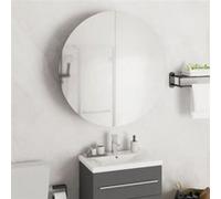 Armoire de salle de bain miroir rond et LED Noir 54x54x17,5 cm Noir G