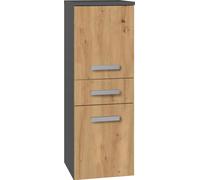 Armoire de salle de bain moderne avec 2 portes et un tiroir en anthracite & chêne Artisan, plusieurs coloris disponibles