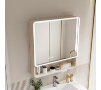 Armoire de salle de bain moderne avec miroir anti-buée et étagère de rangement murale 60 cm Beige Miroir de courtoisie pour espace nized Design élégant et fonctionnel