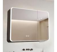 Armoire de salle de bain moderne en alliage d'aluminium avec miroir HD et lumières LED Smart Debuing, étagère de rangement, interrupteur tactile, armoire à pharmacie éclairée pour les essentiels de la