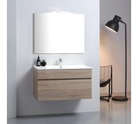 ARMOIRE DE SALLE DE BAIN MURALE 90 CM WELL EN CHÊNE SOLEIL