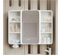 Armoire de salle de bain murale à éclairage LED avec miroir antibuée Finition grise ou blanche 90 x 70 cm - Solution de rangement élégante pour les intérieurs modernes