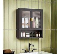 Armoire de salle de bain murale à fermeture magnétique avec étagère réglable semi-transparente pour cuisine et salle de bain, noir (50 x 14 x 50 cm)