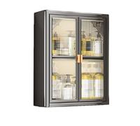 Armoire de salle de bain murale au-dessus des toilettes, étagère réglable de rangement à suspendre pour salon, entrée, cuisine (gris, 40 x 50,5 cm)