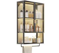 Armoire de salle de bain murale avec barre porte-serviettes NoDrill - Rangement polyvalent pour shampooing, médicaments et essentiels de cuisine - Solution élégante et peu encombrante
