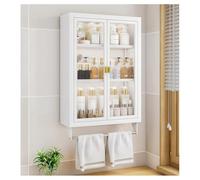 Armoire de salle de bain murale avec barre porte-serviettes, organiseur de porte en verre pour au-dessus des toilettes, unité de rangement en métal pour salle à manger, salon, cuisine élégante et