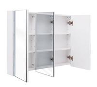 Armoire de salle de bain murale avec miroir 3 portes 6 étagères réglables 3 positions