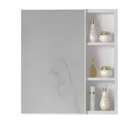 Armoire de salle de bain murale avec miroir et étagère supérieure - Pas de montage nécessaire - Idéale pour une utilisation au-dessus de l'évier et de la coiffeuse - Rangement peu encombrant (B 70 x