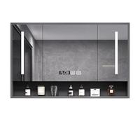 Armoire de salle de bain murale avec miroir LED, fonction anti-buée, solution de rangement élégante pour salles de bains modernes, taille 100 x 75 cm