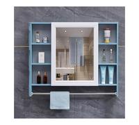 Armoire de salle de bain murale avec miroir - Meuble de rangement élégant bleu pour maisons, hôtels, appartements, dortoirs - 98 x 70 cm - Organiseur gain de place