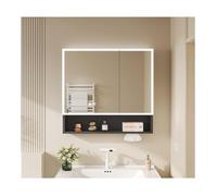 Armoire de salle de bain murale avec miroir, miroir de salle de bain multifonction, LED, 80 x 70 cm, idéal pour la maison, l'appartement, l'hôtel et la salle de bain - Gris