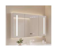 Armoire de salle de bain murale avec miroir OneButton Debug, étanche, miroir haute définition, résistant à l'humidité, blanc, 108 x 70 cm