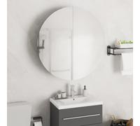 Armoire De Salle De Bain Murale Avec Miroir Rond & Led Blanc 54x54x17,5 Cm Multicolore