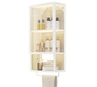 Armoire de salle de bain murale avec porte-serviettes NoDrill - Rangement polyvalent pour shampooing et médicaments, parfait pour l'organisation de la salle de bain et de la cuisine