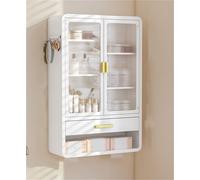 Armoire de salle de bain murale compacte avec porte en acrylique pour économiser de l'espace pour médicaments et maquillage, solution de rangement idéale pour les petites toilettes à la maison.