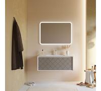 ARMOIRE DE SALLE DE BAIN MURALE DE 100 CM EN GRIS CLAIR AVEC MIROIR À LED MIAMI