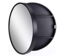 Armoire de salle de bain murale élégante de 60 cm avec miroir - Design rond - Gain de place - Rangement pour cosmétiques - Idéal pour salle de bain moderne - Noir