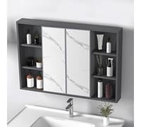 Armoire de salle de bain murale en aluminium avec miroir, porte coulissante, rangement de médicaments, étagères peu encombrantes au-dessus des toilettes, élégante et fonctionnelle