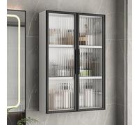 Armoire de salle de bain murale en bois massif au-dessus des toilettes avec portes en verre multifonction pour salle de bain, chambre à coucher, cuisine - Étagère élégante en bois