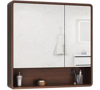 Armoire de Salle de Bain Murale en chêne avec étagère, Style Japonais, Miroir cosmétique