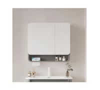 Armoire de salle de bain murale lumineuse avec miroir et rangement pour une utilisation au-dessus des toilettes, 90 cm de large x 70 cm de haut, solution moderne grise