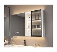 Armoire de salle de bain murale moderne avec miroir 3 portes de rangement nizer pour économiser de l'espace au-dessus des toilettes, décoration d'intérieur élégante pour salles de bains contemporaines