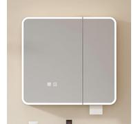 Armoire de salle de bain murale moderne avec miroir LED - Couleur réglable et anti-buée - Rangement élégant pour médicaments - 70 x 70 cm