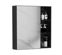 Armoire de salle de bain murale moderne avec miroir rectangulaire en aluminium pour rangement de médicaments Design élégant noir pour chambre à coucher, salon et WC Dimensions 70 x 11 x 6 cm