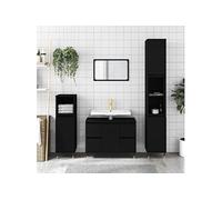 Armoire de salle de bain noir 80x33x60 cm bois d'ingénierie831645