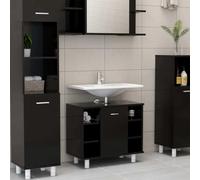 Armoire de salle de bain noire 60x32x53,5 cm Bois composite