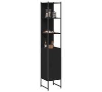 Vidaxl Armoire De Salle De Bain Noir 33x33x185,5 Cm Bois D'ingénierie Multicolore