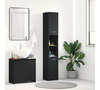 Armoire de Salle de Bain Rangement Toilette Noir Bois d’Ingénierie vidaXL