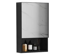 Armoire de salle de bain rectangulaire en aluminium avec miroir - Rangement mural pour chambre à coucher, salon et toilettes - Élégante armoire à pharmacie avec miroir - Organiseur de maison pour