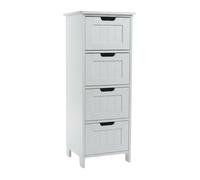 Armoire de salle de bain Relaxdays, 4 tiroirs, HxLxP : 82 x 30 x 30 cm, MDF, étroite, blanche