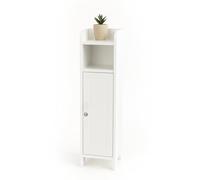 Armoire de Salle de Bain Relaxdays 5 Compartiments 80×18×20 cm, Fermeture magnétique, Style Rustique, étroite, Blanche