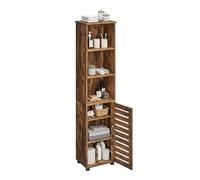 Armoire de Salle de Bain Relaxdays, H x L x P : 167x30x40 cm, 6 Compartiments, Armoire de Toilette, Haute, Marron