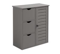 Armoire de salle de bain Relaxdays, H x L x P : 80 x 60 x 30 cm, 3 tiroirs, meuble d'appoint pour salle de bain, gris